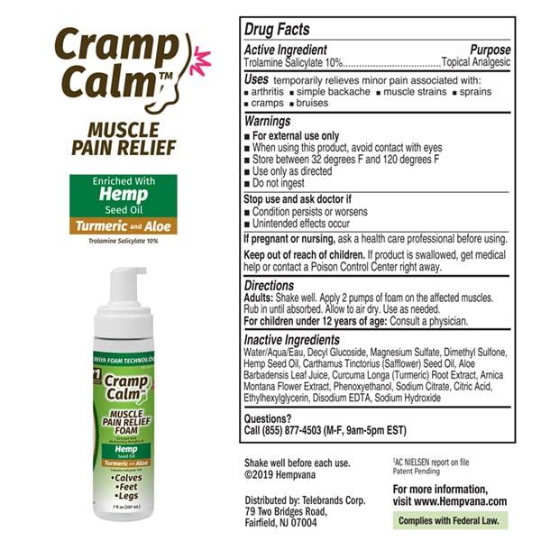 Cramp Calm drug facts label