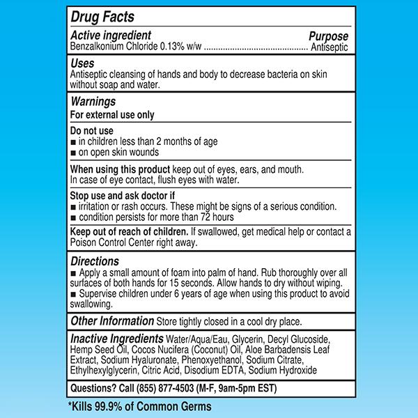 Drug facts label for Hydroclean Foam Hand Sanitizer