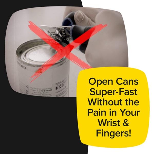 Safety Can Express, balloon, Manual can openers are so 20th-century. Safety  Can Express, the incredible electric can opener that leaves the can and lid  so smooth, you can't pop a