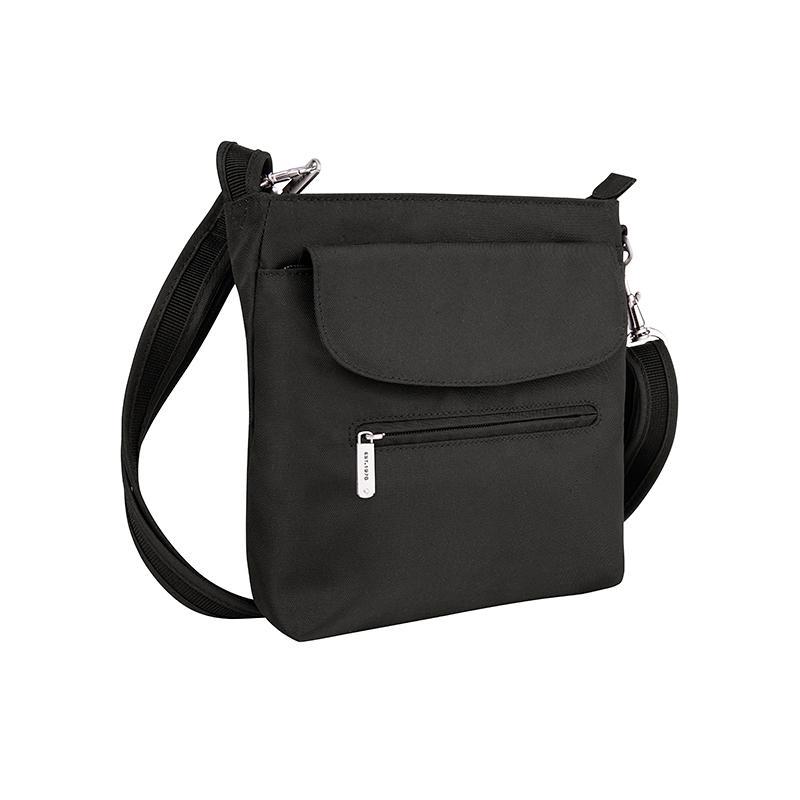Black Travelon Anti-Theft Classic Mini Shoulder Bag isolated on white background