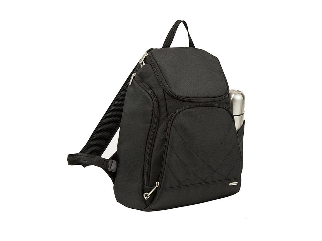 Black Travelon Anti-Theft Classic Backpack isolated on white background