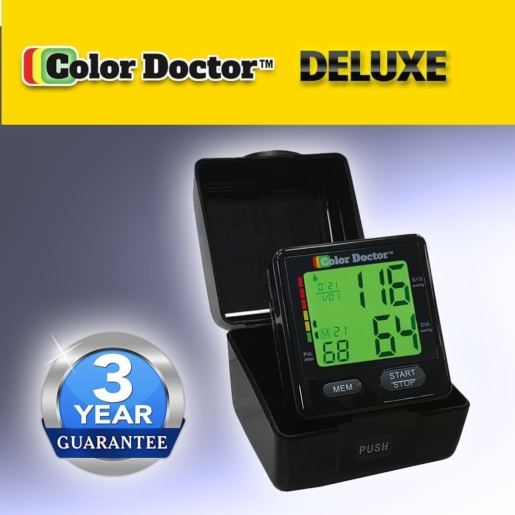 Color Doctor in case on gradient background. Text says Color Doctor Deluxe, 3 year guarantee