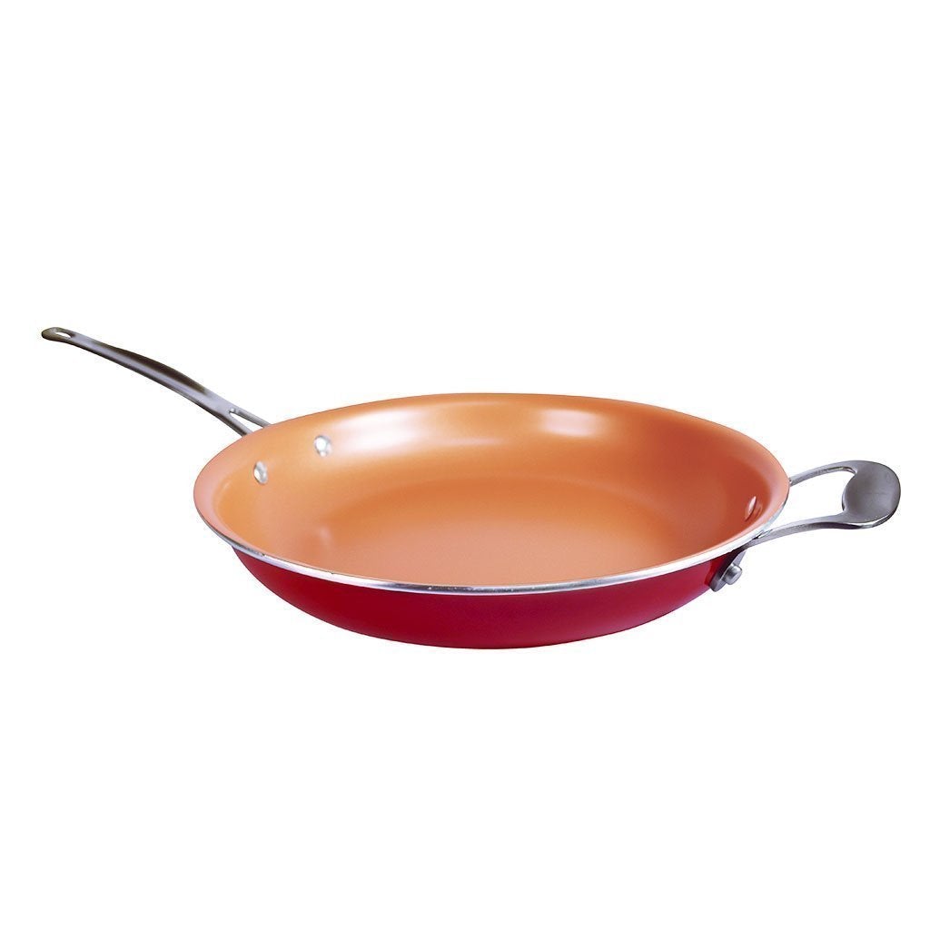  Red Copper 12 inch Pan by BulbHead Ceramic Copper Infused  Non-Stick Fry Pan Skillet Scratch Resistant Without PFOA and PTFE Heat  Resistant From Stove To Oven Up To 500 Degrees: Home